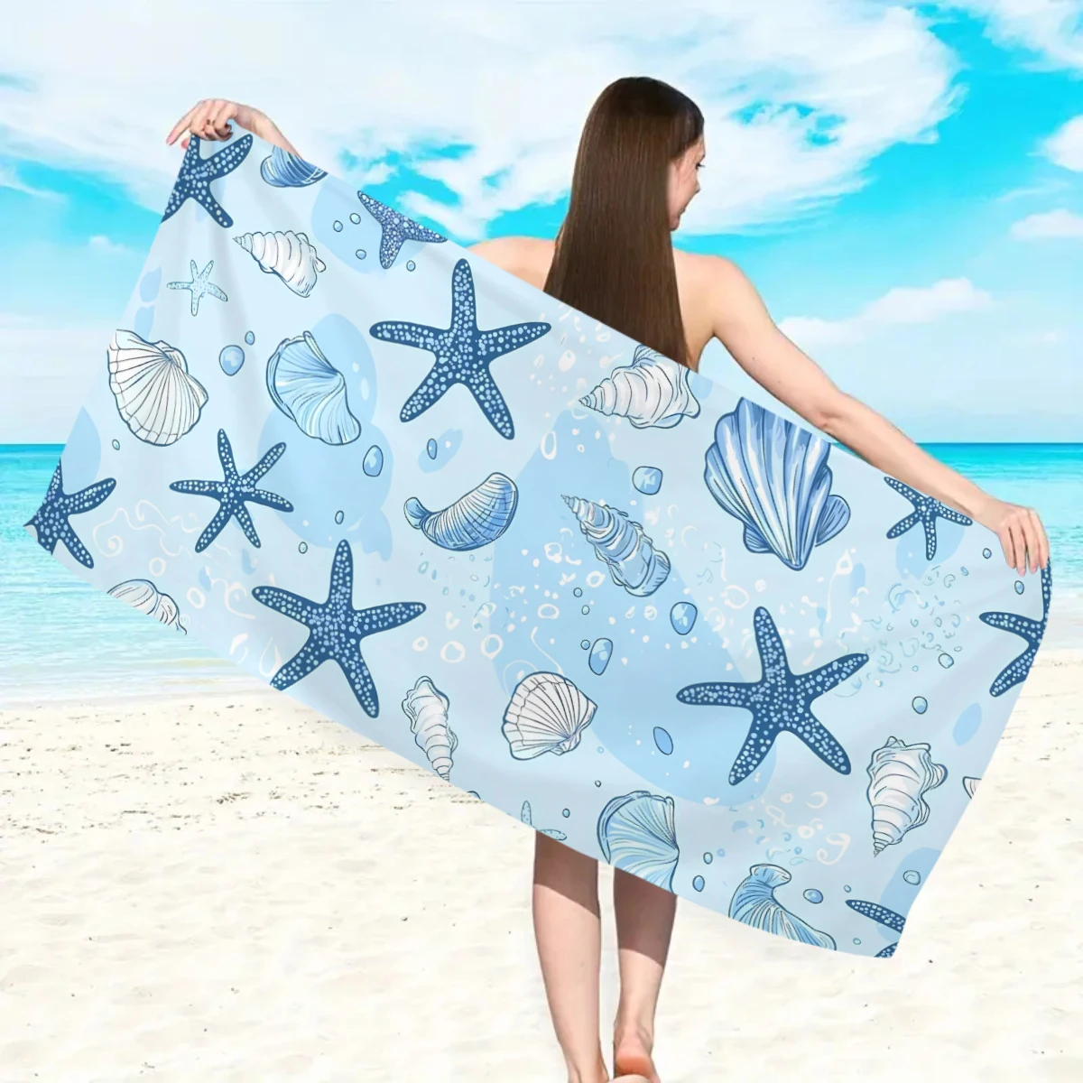 Serviette de plage microfibre motif océan séchage rapide_voghion.com
