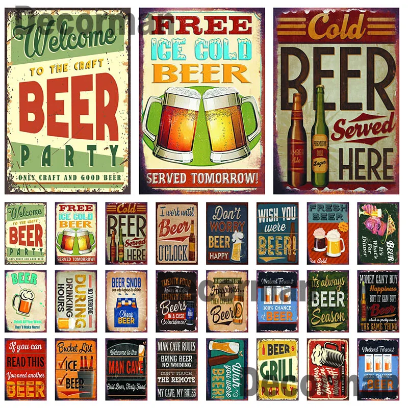 

[ Mike86 ] ICE COLD BEER Grill Party Metal tin sign Wall Plaque Retro Funny Poster Painting Pub Decoration LTA-3125 20*30 CM