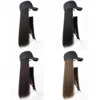 1Pcs Long Straight Hat Wig Natural Brown Wigs Connect Synthetic Synthetic Baseball Cap Hair Wig Hat Wig Adjustable for Women 3