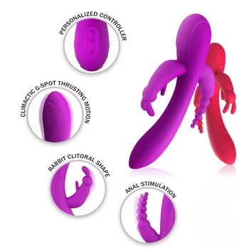 10 Speed 3 In 1 Silicone Sexy Dildos Vibrators For Woman Vaginal Auns Clitoral Massager Stimulator Female Masturbation Sex Toys 4
