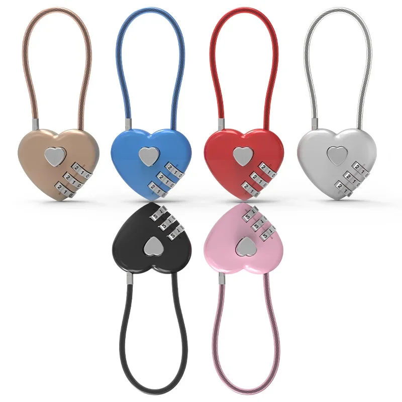 Password padlock Love Shape Lock Wedding Gift Heart Style Password Code Padlock for Schoolbag Trolley Case Concentric