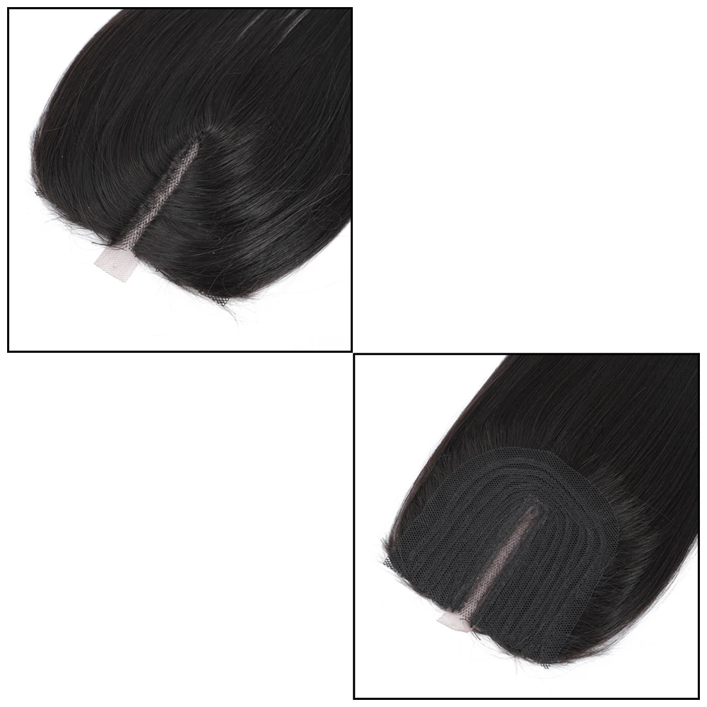 Synthetic Hair Weaving Bundles with Closure Long Straight Black Weave Hair Extensions 6 Bundles with Closure for Women X-TRESS