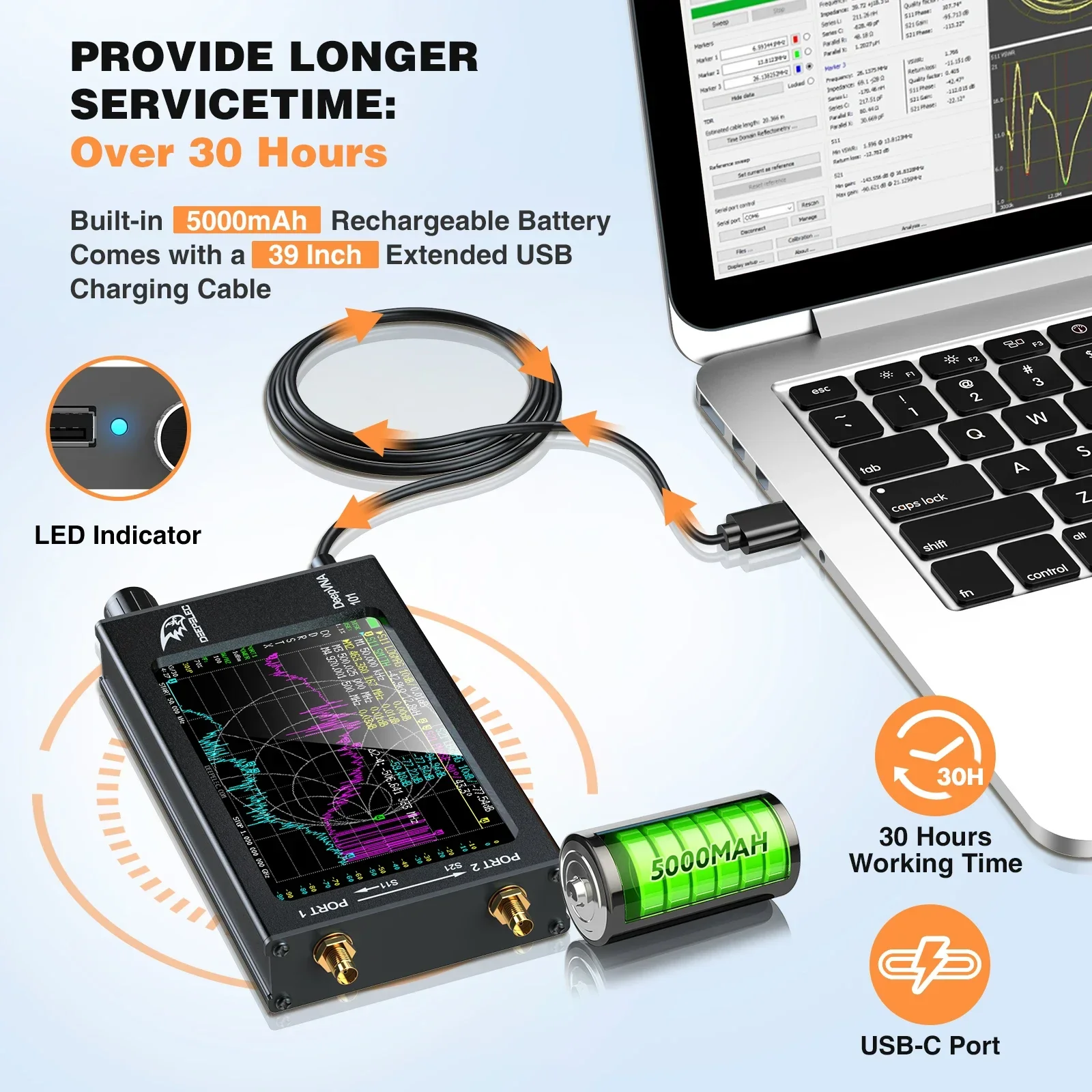 DeepVNA 101 Vector Network Analyzer 4.3 " IPS LCD Screen NanoVNA HF VHF UHF Analyzer Shortwave SWR Meter Plastic V3.2 +Demo Kit