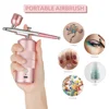 Oxygen Injector Mini Air Compressor Kit Air-Brush Paint Spray Gun Airbrush For Nail Art Tattoo Craft Cake Nano Fog Mist Sprayer 2