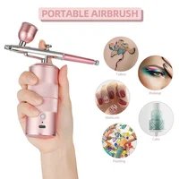 Oxygen Injector Mini Air Compressor Kit Air-Brush Paint Spray Gun Airbrush For Nail Art Tattoo Craft Cake Nano Fog Mist Sprayer 2