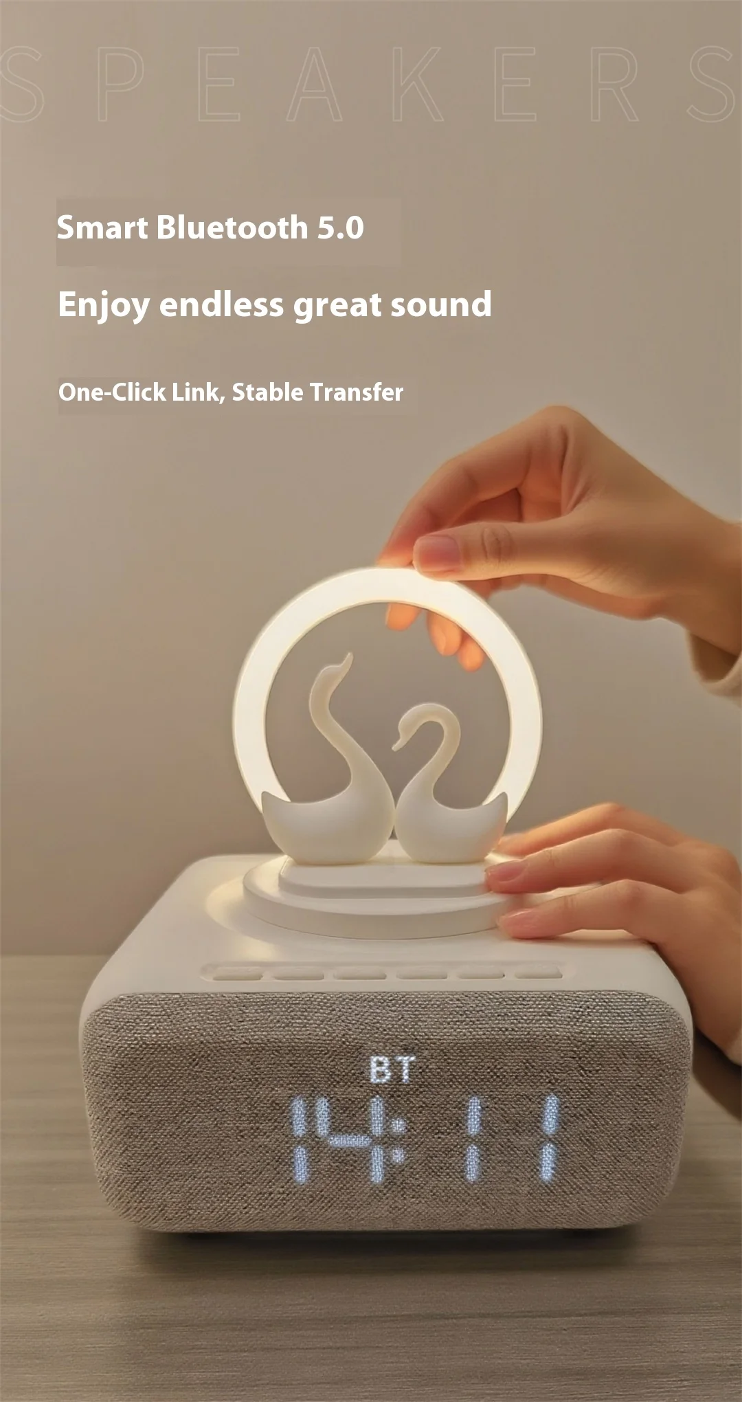 Altavoz inalámbrico Bluetooth 5,0, teléfono móvil multifuncional, carga inalámbrica, luz nocturna de cisne creativa, reproductor de Audio Bluetooth