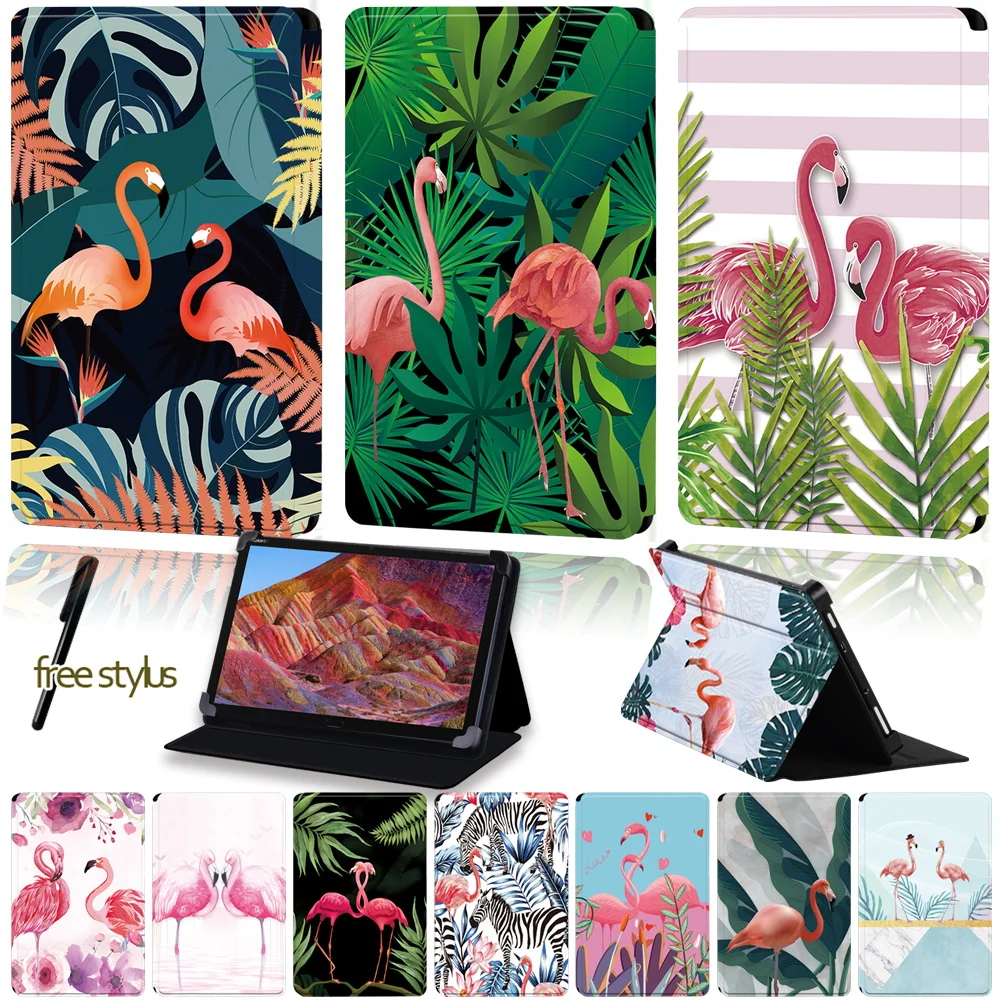 

Tablet Stand Case for Huawei MediaPad M1/M2//M3/M5/M6/8.0"/8.4"/10"/10.8" Universal Flamingo Pattern PU Leather Protective Cover