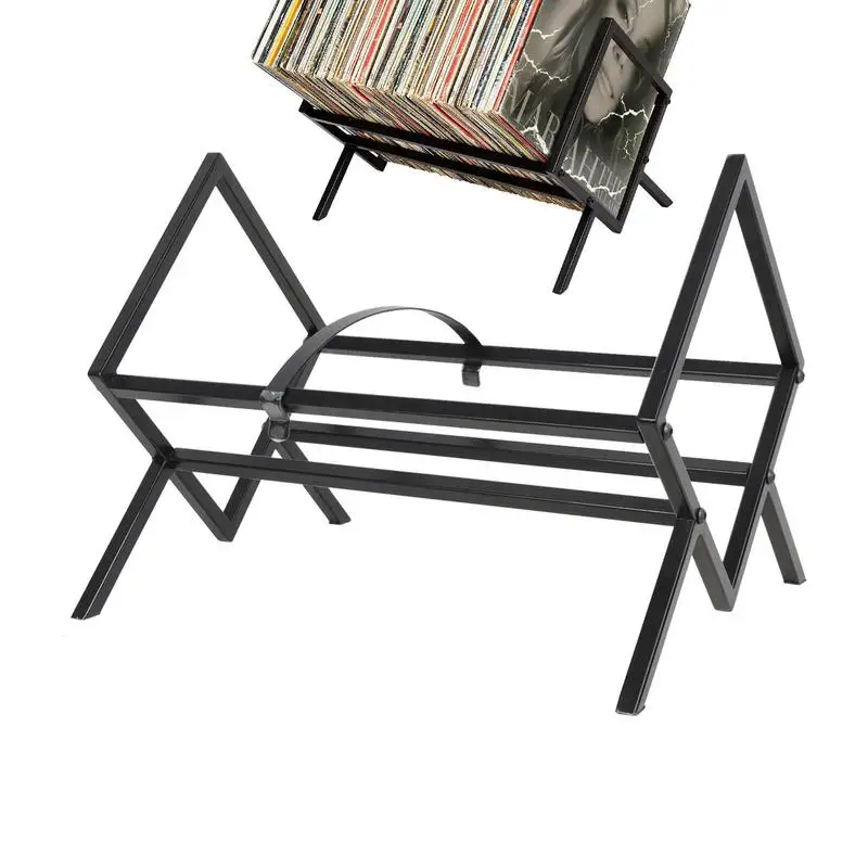 

Record Storage Rack Black Metal Record Holder Record Albums Durable Metal Single Tier Record Holder for Room Study Room Home