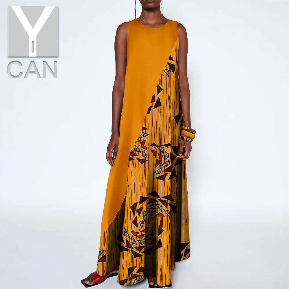 African Dresses for Women Summer Female Patchwork Ankara Print Loose Long Maxi Match 3 Piece Bracelets Accessory Casual Y2225012