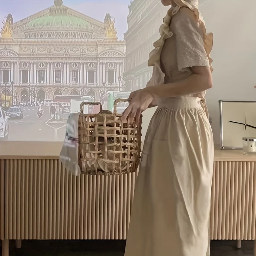 French Royal Retro Plus Size Apron 100% Cotton Baking Kitchen Ruffle Trim Workwear Adjustable for Coffee/Tea Barista Unisex