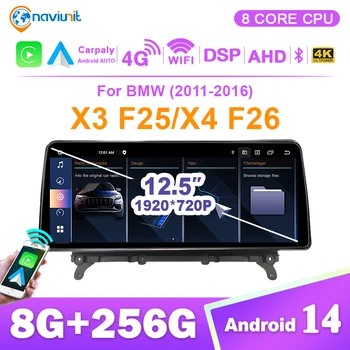 Pantalla de Radio de coche inalámbrico Carpaly Android 14 de 12,5 pulgadas para BMW X3 F25 X4 F26 2010-2017 reproductor Multimedia estéreo GPS WIFI 4G LTE 1