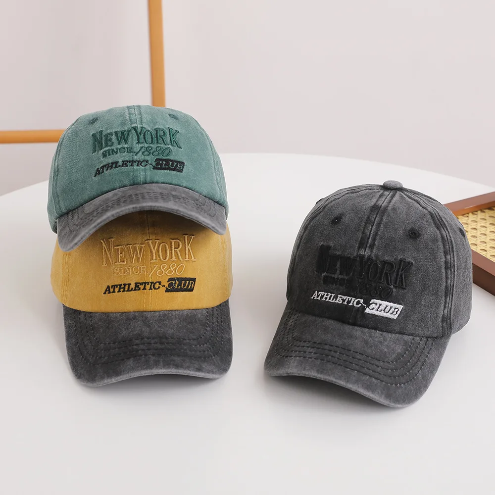 레트로 레터 키즈 야구 모자, 한국 자수 스냅백 모자,  소년 소녀, 조절 가능한 코튼, 어린이 피크 캡