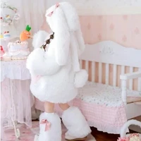 Costume de Cosplay lapin en peluche pour enfants, ensembles chauds d'hiver pour enfants, haut, pantalon, chapeau, Costume pour filles, tenues de fête d'halloween, cadeau 6