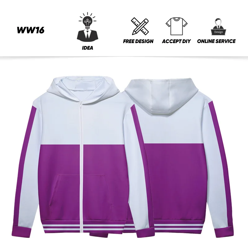 thumbnail image 1 of Sudadera con capucha de sublimación para hombre, suéter con estampado DIgital, bordado OEM, Unisex, personalizado, con cremallera completa, WW16, venta al por mayor, 1 of 5