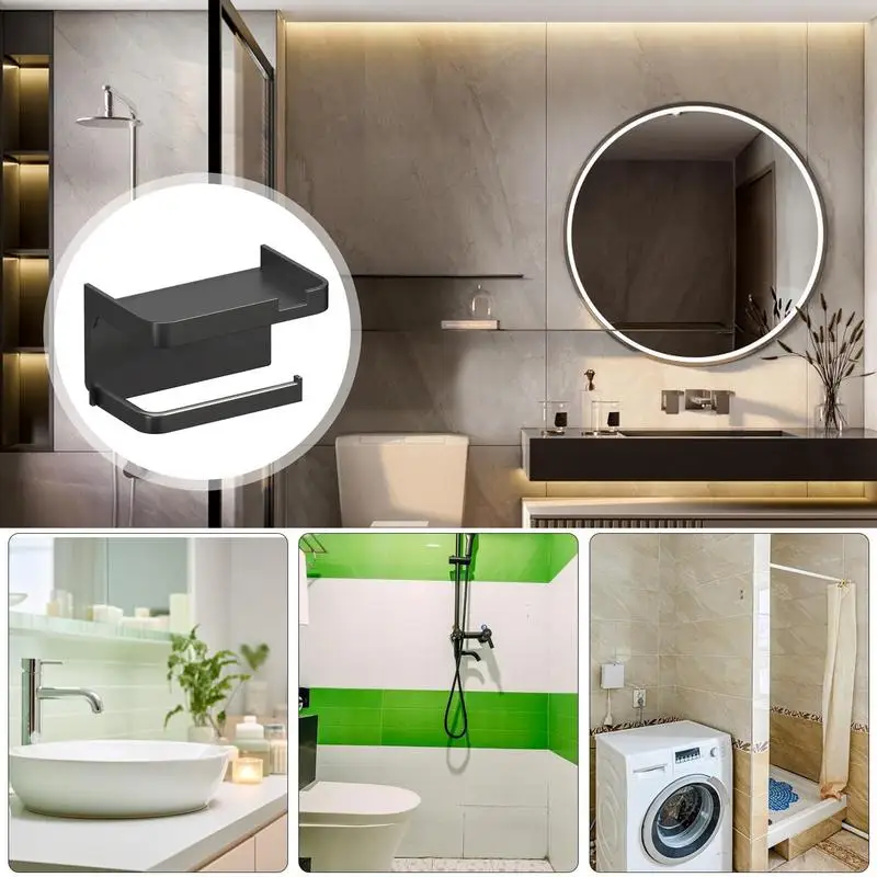No Drill Toilet Paper Holder No Punching Paper Towel Holder Adhesive Tissue Roll Drilling Towel Rack For