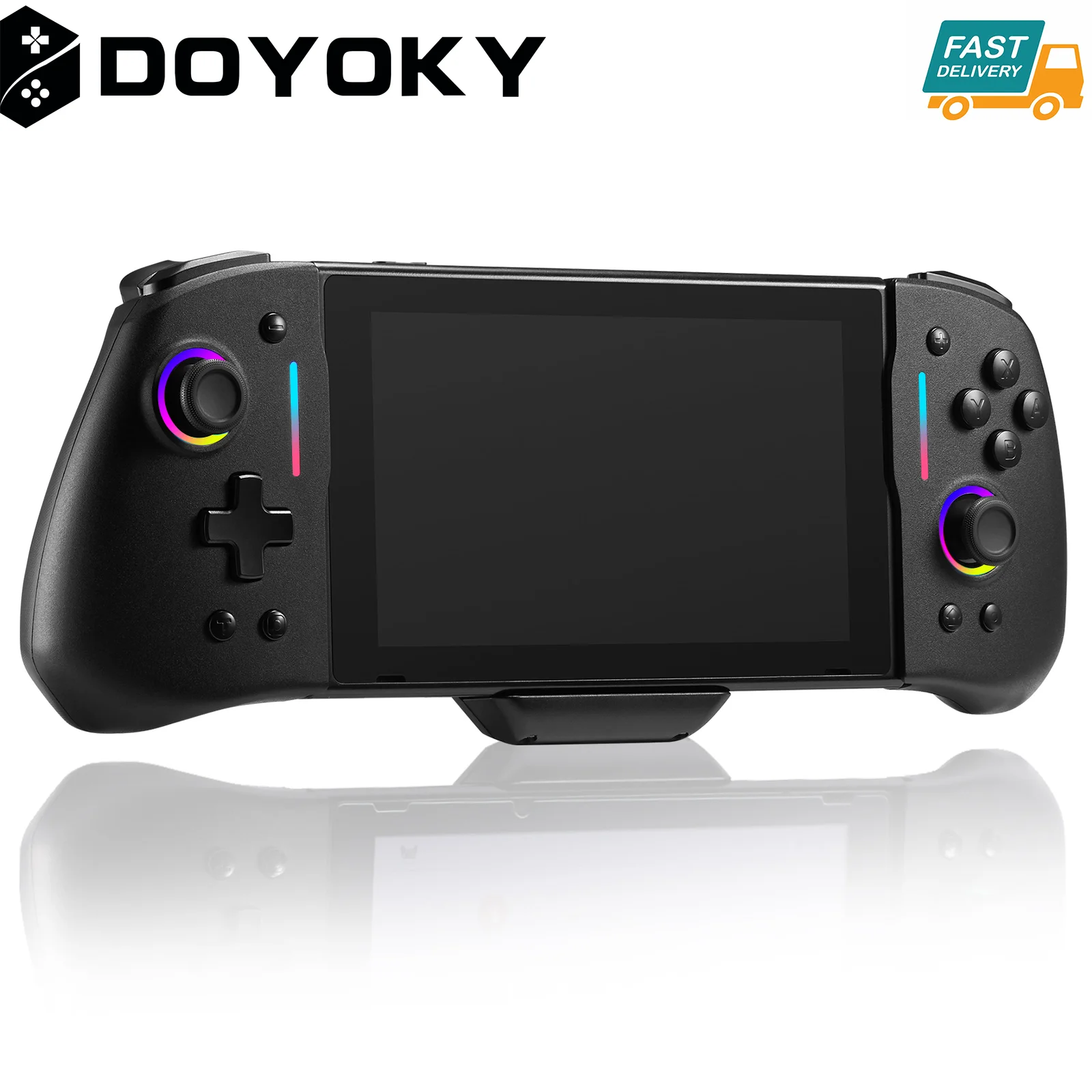 

DOYOKY Wired Game switch Controller for Nintendo Switch/OLED with 8colors LED Double Shock&6-Axis Gyro Back Map Button Non-Slip