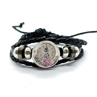 Alice In Wonderland Wonderland Garden Leather Bracelet Cartoon Glass Cabochon Button Multilayer Bangles Wristband Gift 1