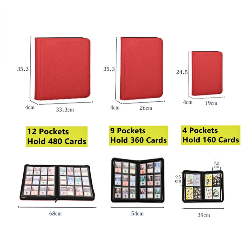 Couverture de classeur de cartes à 4 poches Album de cartes à 9 poches de  grande capacité avec classeur en cuir à glissière A237