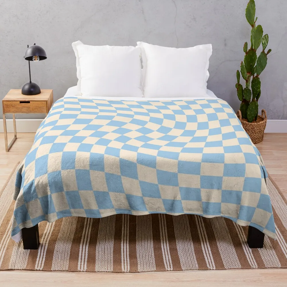

Check II - Baby Blue Twist Throw Blanket Luxury Brand Luxury Designer Blankets
