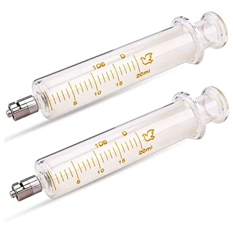 

2 Pack Glass Syringe Luer Lock 20ML With No Needle For Industry Arts Crafts And Etc