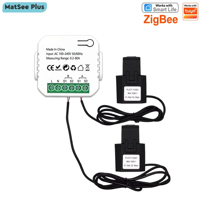 SmartZigBeeEnergyMeter1,2ChannelBidirectionalwithCurrentSensorClampAppMonitorPower110V/240VACWorkswithTuya-AliExpress44