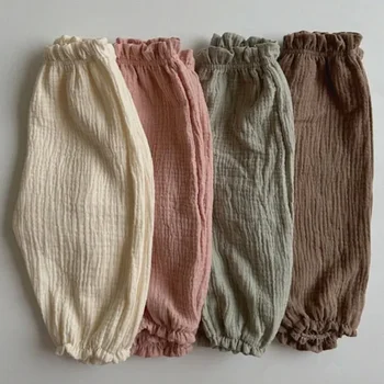 Summer New Baby Pants Korean Kids Spring Organic Cotton Loose Tiger Bear Floral Print Pants Boys And Girls Lantern Trousers 2