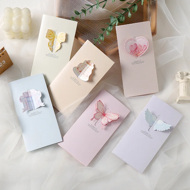 Elegant 3D Pop-Up Butterfly Bow Card Out Hollow Thank You Card for Valentine's Day Christmas for Flower Gift Stores