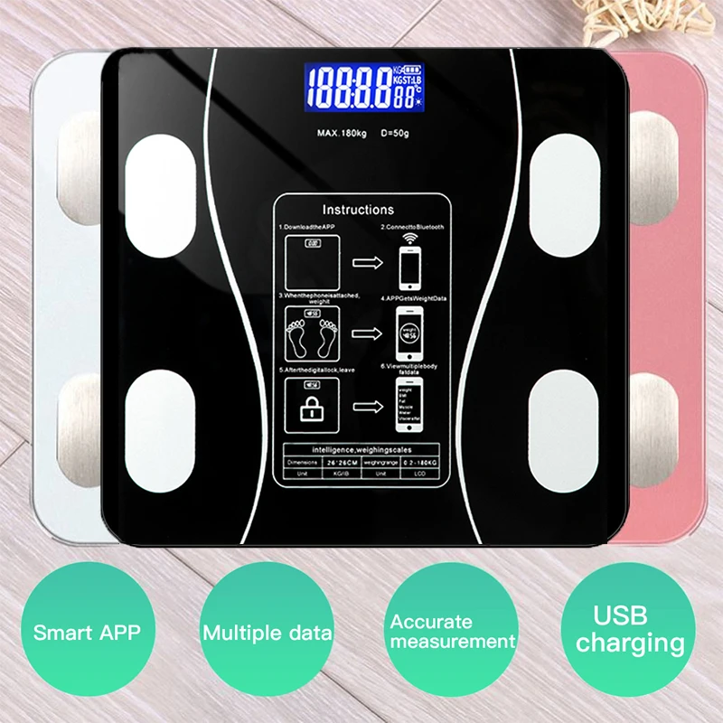 Balance De Graisse Corporelle Intelligente, Bluetooth, Sans Fil, Numérique,  Usb, Mesure Électronique Imc Multifonction Avec Écran Lcd - Salle De Bains  Échelles - AliExpress