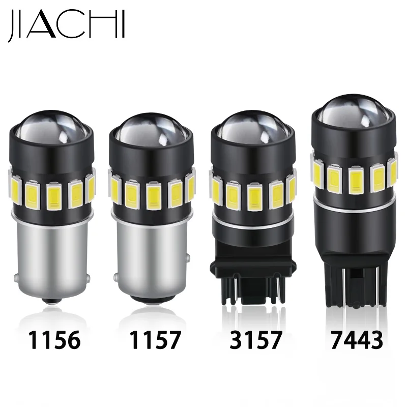 

JIACHI 100 шт. Высокая мощность 1156 BA15S P21/5 Вт BAY15D 1157 BAY15D Светодиодные лампы 3157 7443 W21W W21/5W сигнал поворота Тормозная лампа DC12v