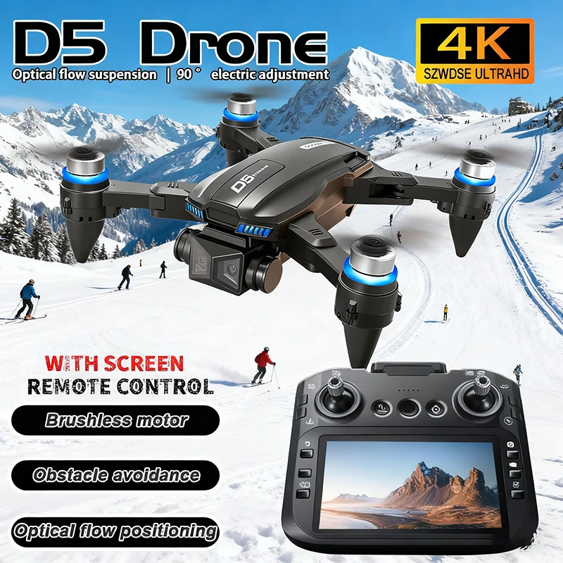 NEW D5 Drone 8K HD Dual Camera WIFI Professional Aerial Photography Brushless Obstacle Avoidance FPV Dron Quadcopter RC Toys UAV