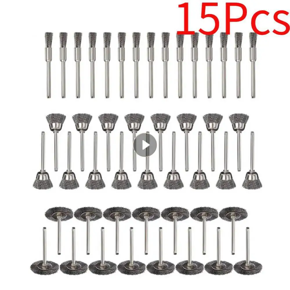 

15Pcs Wire Wheel Cup Brush Set Drill Polishing Dremel Tools Crimped Stainless Steel/Brass Die Grinder Rotary Electric Brush Tool