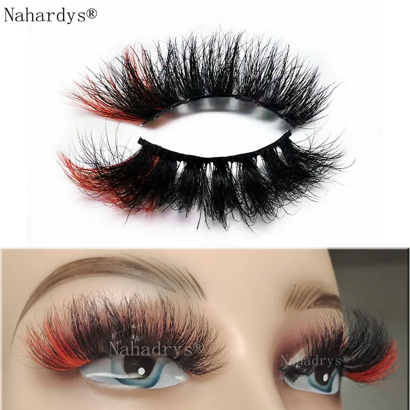 

Wholesale Fluffy Colored Lashes 3D 5D Thick 25mm Mink Eyelashes Dramatic Colorful Natural Eyelashes Extension Makeup Eyelashes
