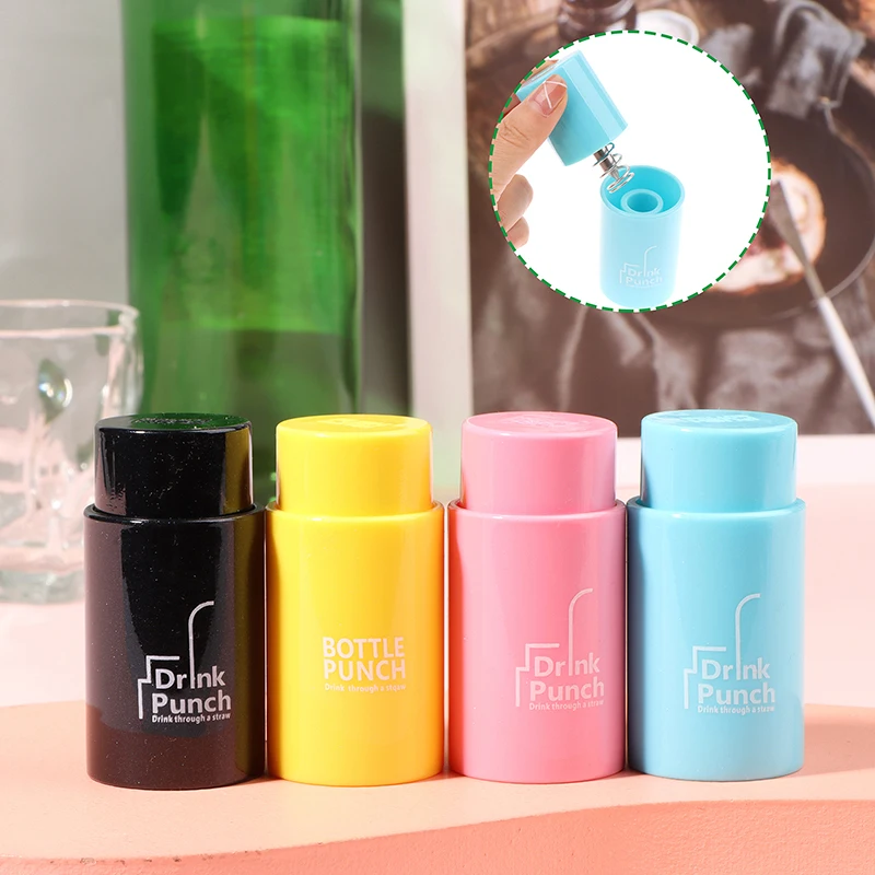

1Pc Round Bottle Opener Plastic Bottle Cap Puncher Beverage Bottle Punch Holes Perforated Bottle Cap Holes Puncher