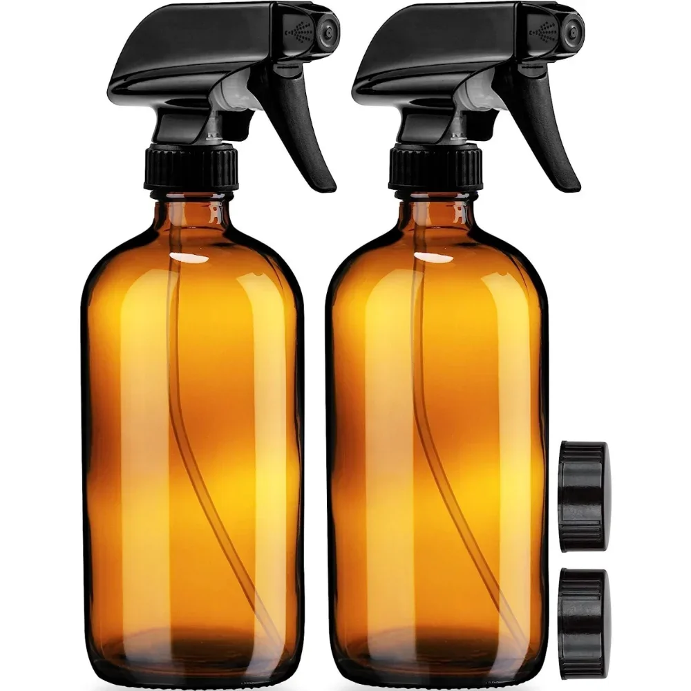 2PCS 250/500ml Empty Amber Glass Refillable Spray Bottle Ideal for Essential Oils Plants Watering Cleaning Solutions Hair Mister