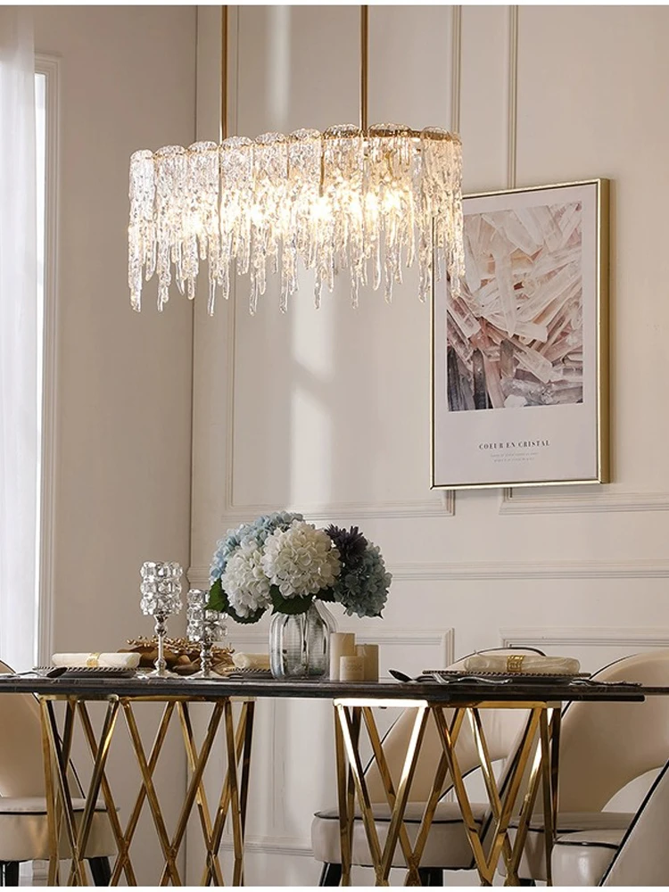 AiPaiTe modern acrylic chandelier with adjustable height suitable for living room, dining room, bedroom, black/gold chandelier