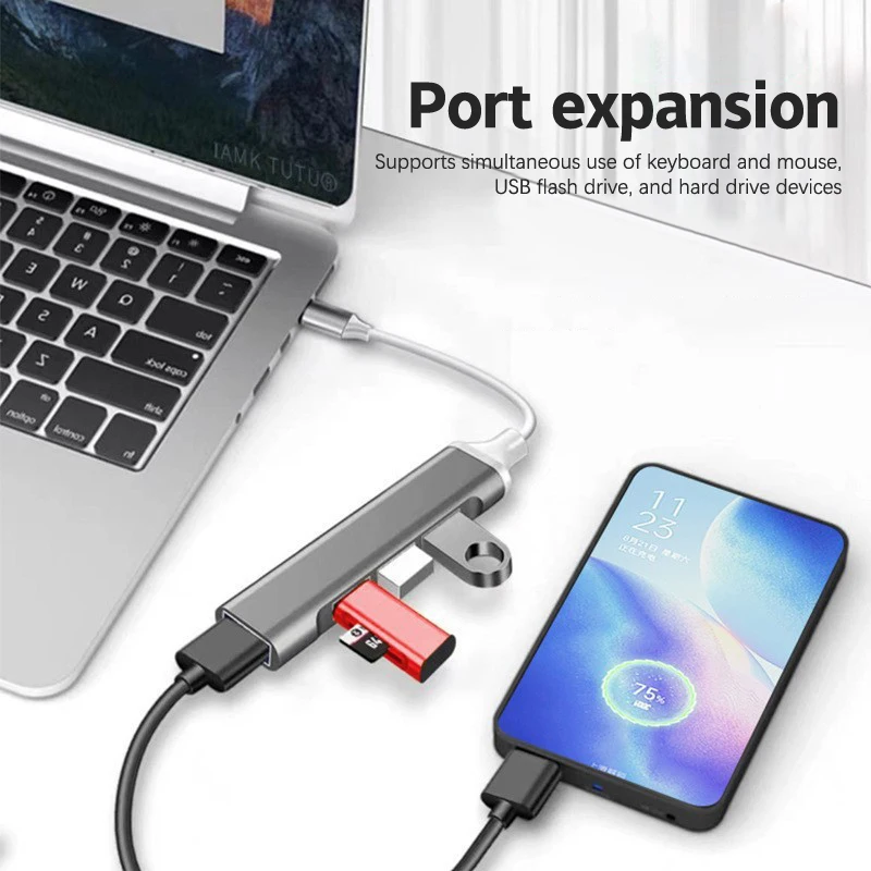 PC 컴퓨터 액세서리용 USB 3.0 허브, 고속 C타입 분배기, 멀티 포트 허브, 4 USB 3.0 2.0 포트, 5Gbps