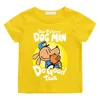 Fun Dog Man Pattern Children T-shirt Summer Casual Short Sleeved Boy Tee-shirt Comfortable Round Neck Girl Tshirt High Quality 4