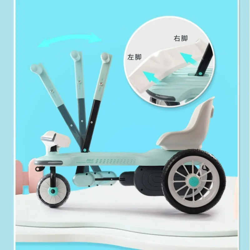 Children's Fitness Rowing Car,Hand-pulled Three-wheeled Bicycles,Can Sit on The Rocking Luminous Bicycle Toy Children's Tricycle