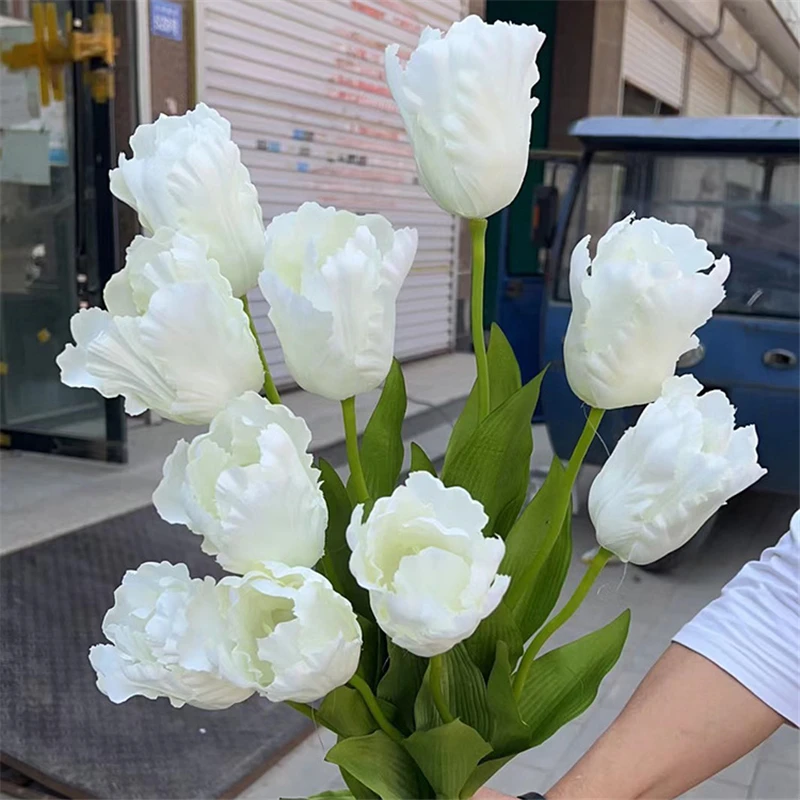 Large White Tulips Silk Artificial Flowers home decor Wedding party