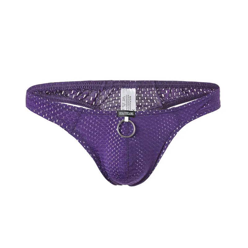 Men's Underwear Low Waist Sexy Ice Silk Mesh T-Back Breathable Hole Nylon T-Shaped Panties Shorts Gay Mens Underwear for Couple