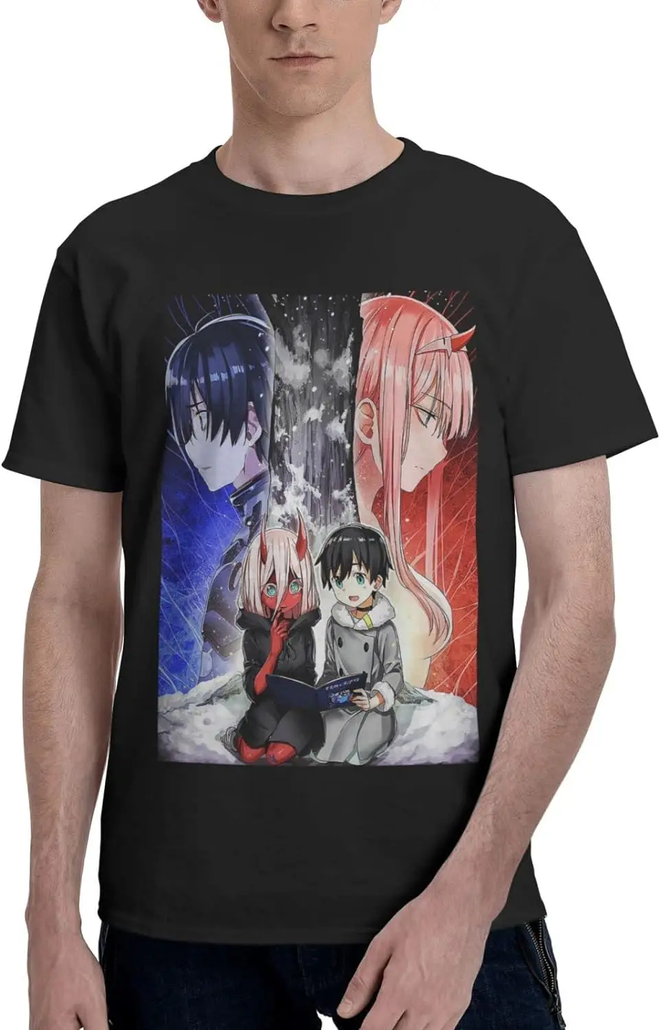 

Darling in The Franxx Shirt Mens Anime Casual Fashion Cotton Crew Neck Short Sleeve Tops T-Shirt Summer for (Men,Man,Mens)