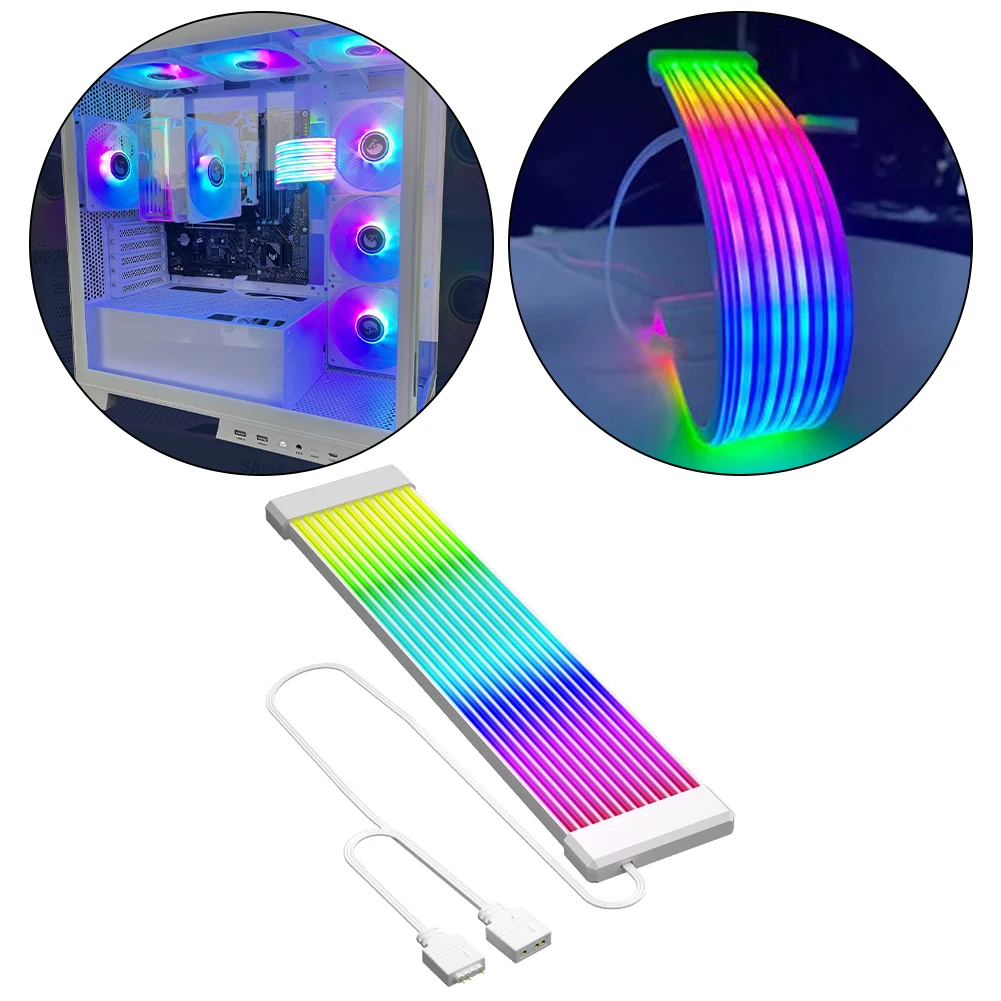 ARGB 동기화 PC 케이블, 유연한 LED 스트립 조명, 컴퓨터 전원 공급 장치용 DIY 키트, 8 핀 24 핀 PSU RGB 케이블 확장, 5V 3 핀
