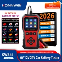 2026 KONNWEI KW341 Car Moto Truck Battery Tester 6V12V 24V Fault Data Printing Start Voltage Test Car Battery Charging Scan Tool