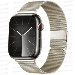 Elegant Milanese Loop Strap for Apple Watch - Premium Stainless Steel Band Bracelet (Vintage Gold)