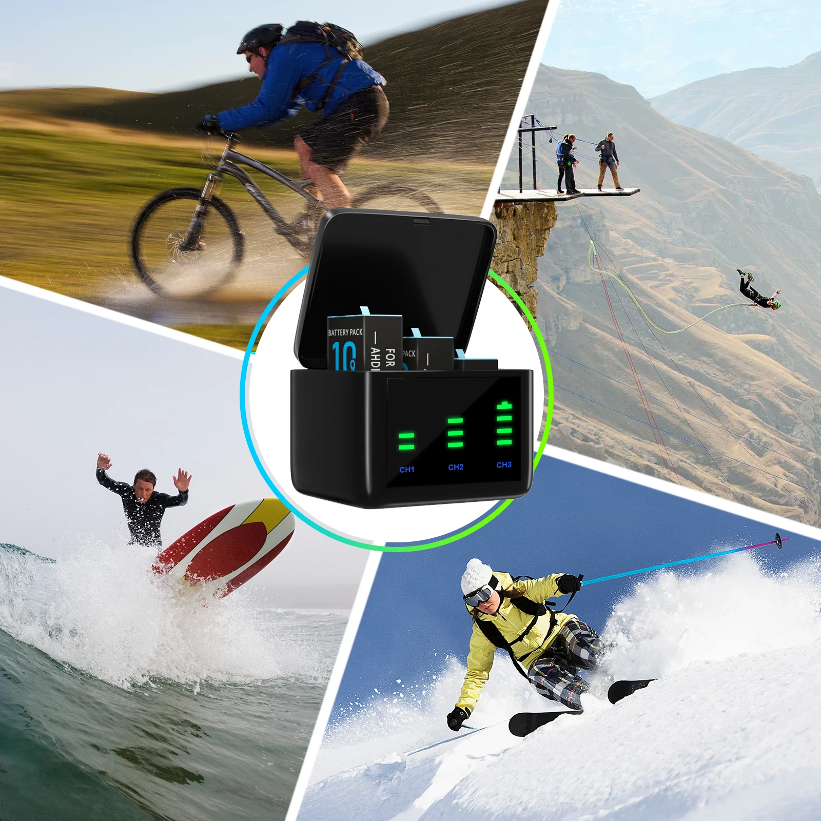 Bateria para Gopro Hero 10 Li-ion 3.85v 2000mah Case de Carregamento Inteligente Recarregável Esportes Ação Câmera Bateria Chargeraccessorie - Image 6
