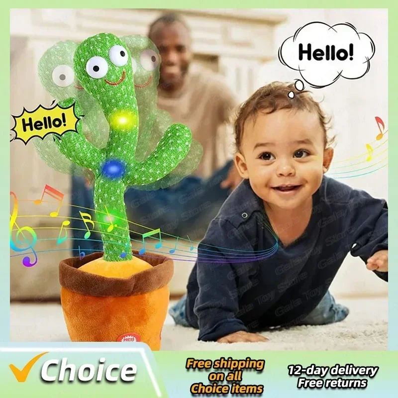 Dancing Cactus Toy Rechargeable Glowing Dancing Cactus Record Swing Repeat Talking