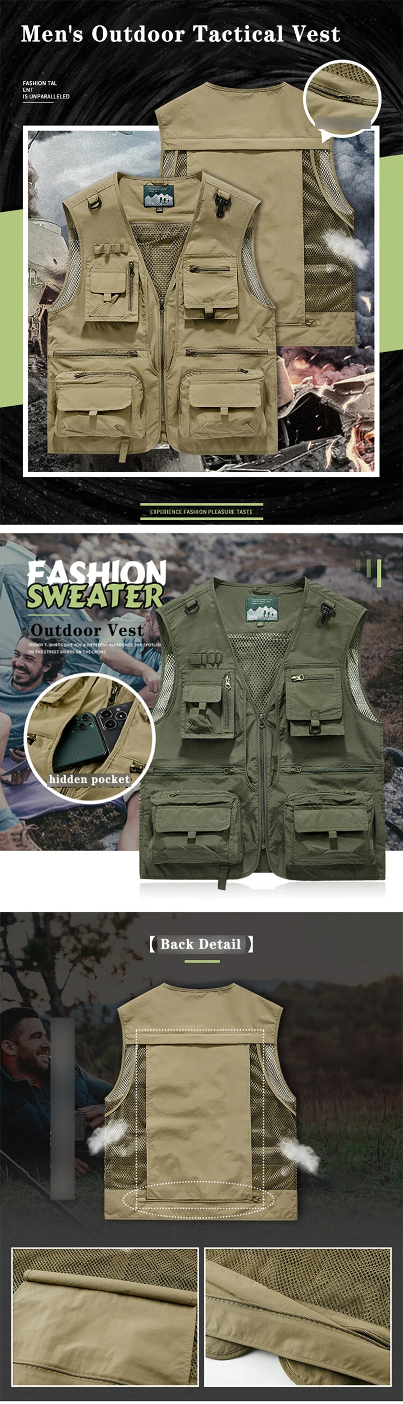 YGTOF 14 Pockets Men Summer Hot Sale US Tactical Multi-pocket Mesh Outdoor Vest Men Photography Camping Fishing Safari Tool Waistcoat_voghion.com