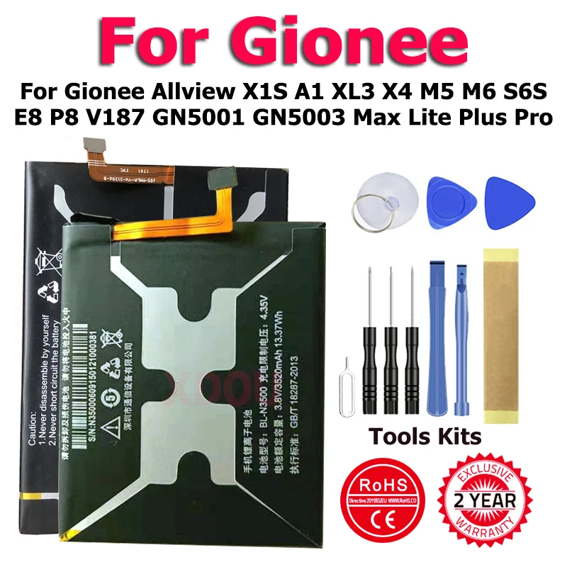 

BL-N4000Y BL-N4000 BL-5000D Battery For Gionee Allview X1S A1 XL3 X4 M5 M6 S6S E8 P8 V187 GN5001 GN5003 Max Lite Plus Pro + Tool