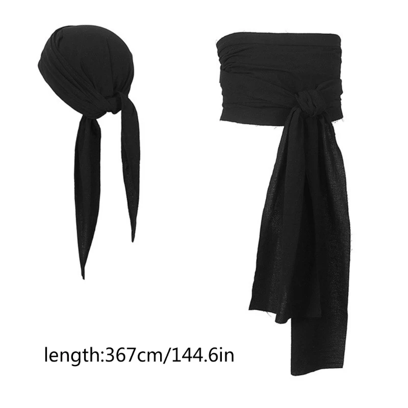 Pirate Sash Belt Pirate Headbands Medieval Captain Head Scarf Bandana Waist Belt for Halloween Kids Women Man