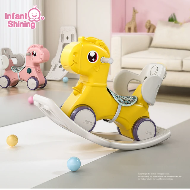 Infant Shining 2-in-1 Baby Rocking Horse Multi-function Children's Rocking Chair Children's Playground Home Toy Gift 1